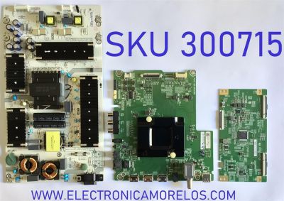 KIT DE TARJETAS PARA TV HISENSE / MAIN 249123 / RSAG7.820.8593/ROH / FUENTE 259286 / RSAG7.820.8788/ROH / T-CON 44-9771483O / 47-6021287 / MODELO 65R6E1